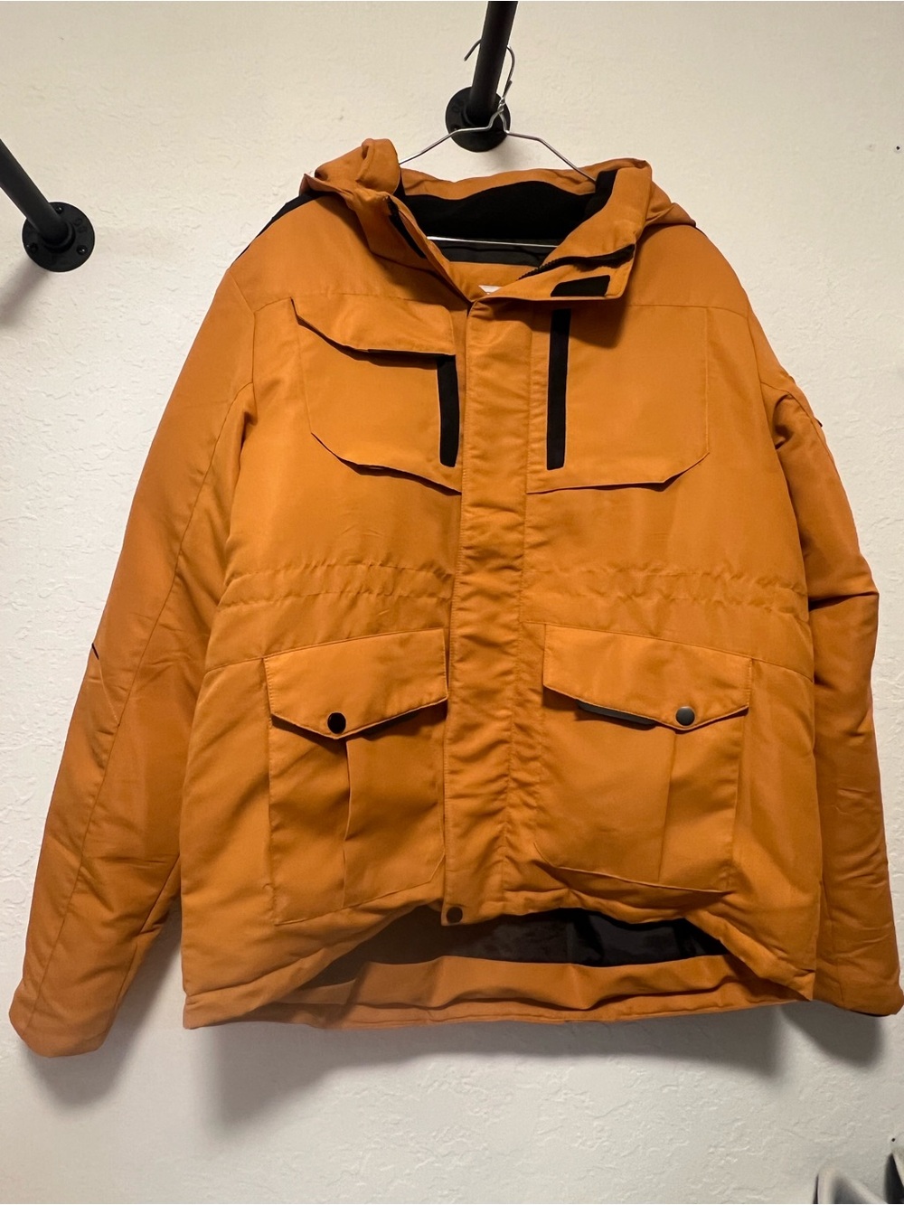 Avalanche Mustard Orange-Tan Down Ski Jacket Black Accents Size L (Like New)
